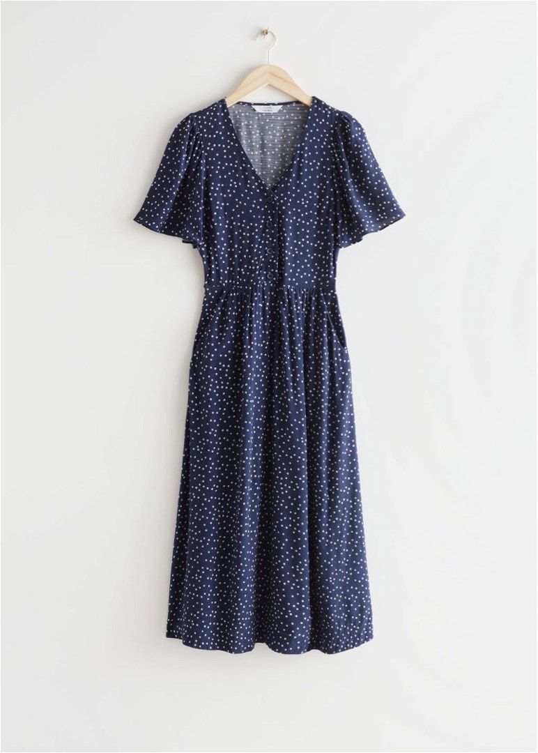 flutter sleeve midi dress & other stories & Other Stories | Flutter-Sleeve Midi Dress | Blue
