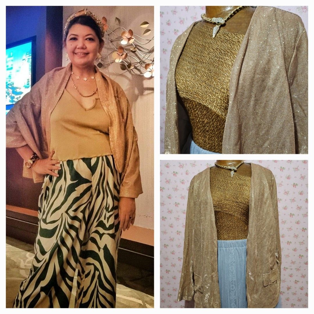Plus size Gold Cardigan Women s Fashion Coats Jackets and
