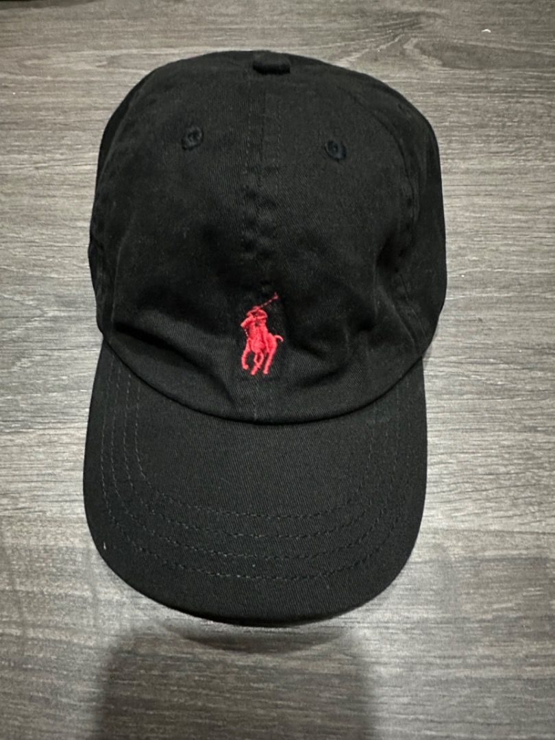 Black polo hat sale with red horse