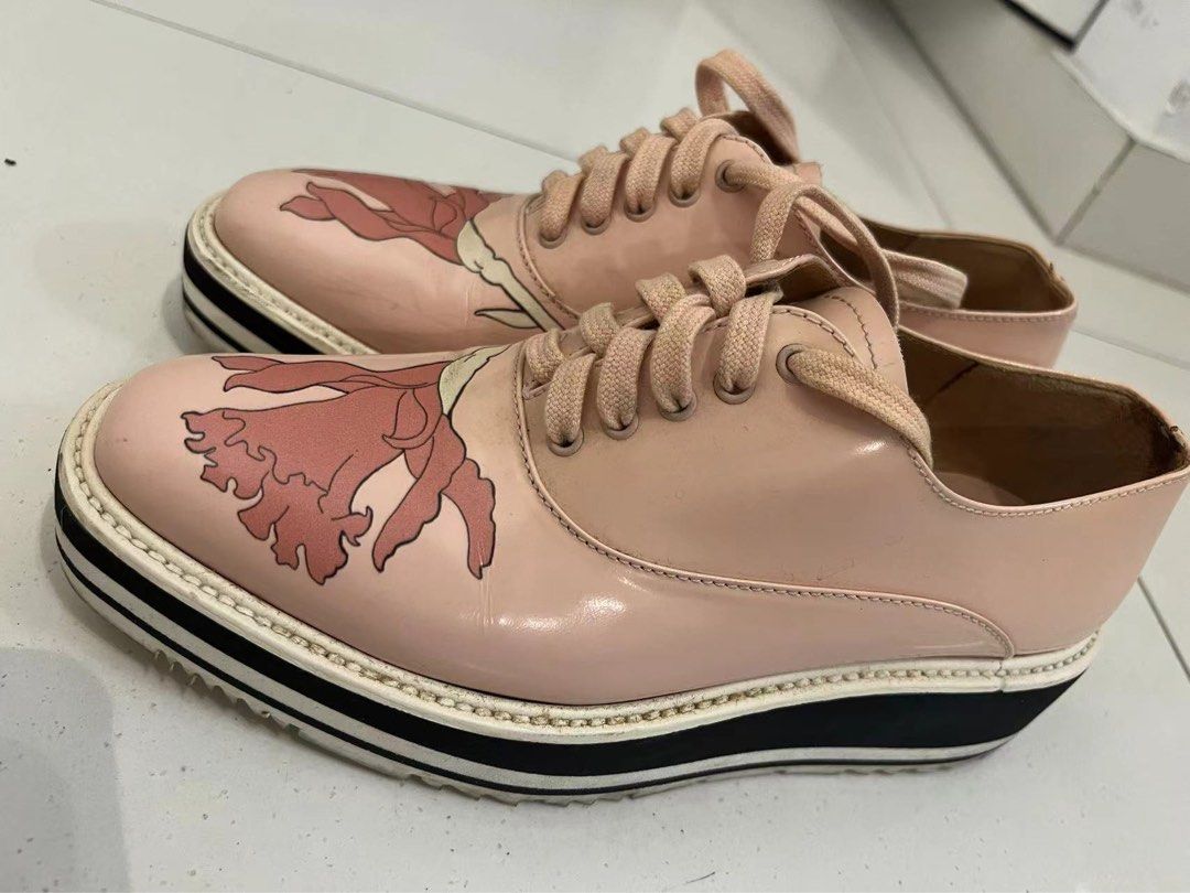 Pink prada platform sneakers 2025