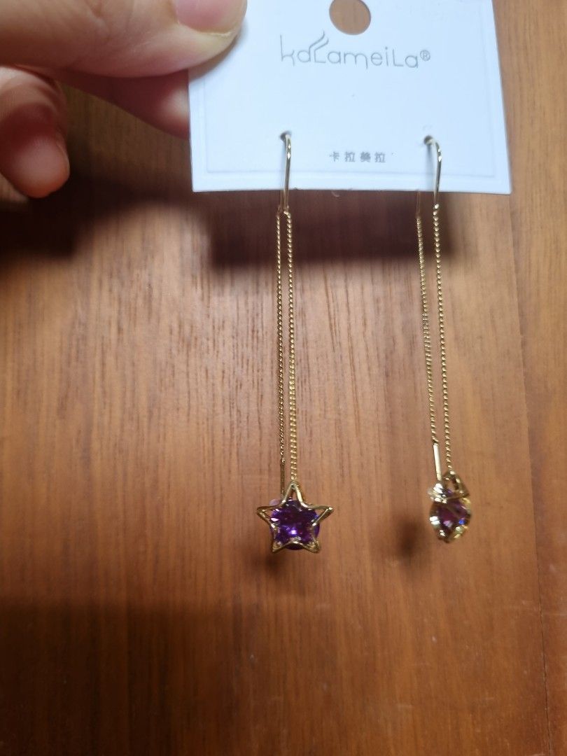 Purple on sale dangle earrings