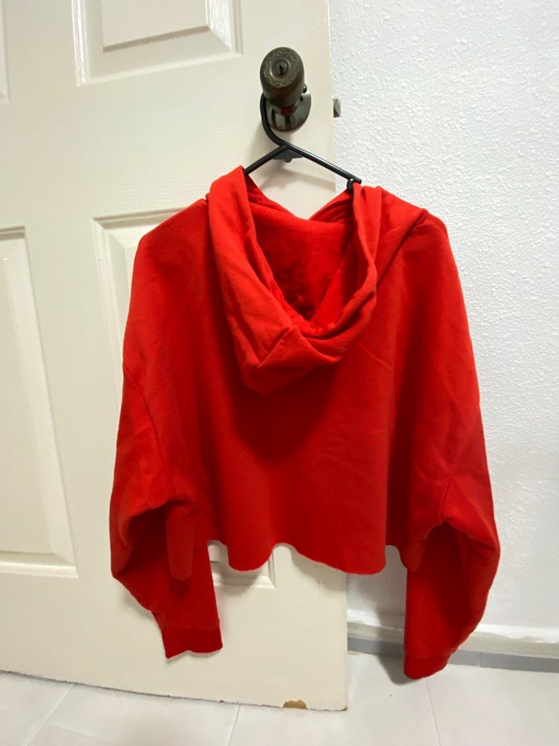 Red cropped hoodie h&m clearance