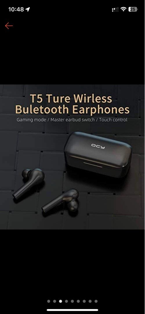 QCY T5 TrueWireless Earbuds with Low Latency Gaming Earphones Noise Cancelling Earphone with Mic for Android and iPhone
