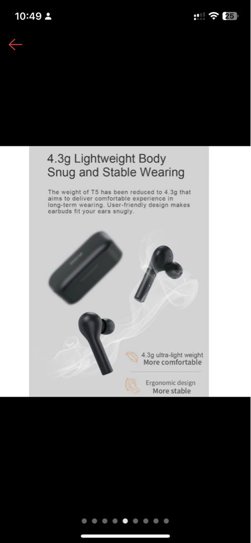 QCY T5 TrueWireless Earbuds with Low Latency Gaming Earphones Noise Cancelling Earphone with Mic for Android and iPhone