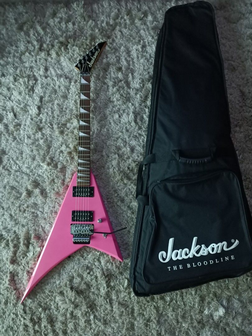 Rare Jackson Randy V RX10D Made in Japan Hot Pink Flying V Electric Guitar
