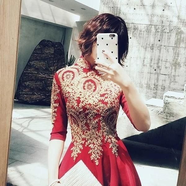 Readystock red wine long sleeve cheongsam wedding prom cny dress Women s Fashion Dresses Sets Evening dresses gowns on Carousell
