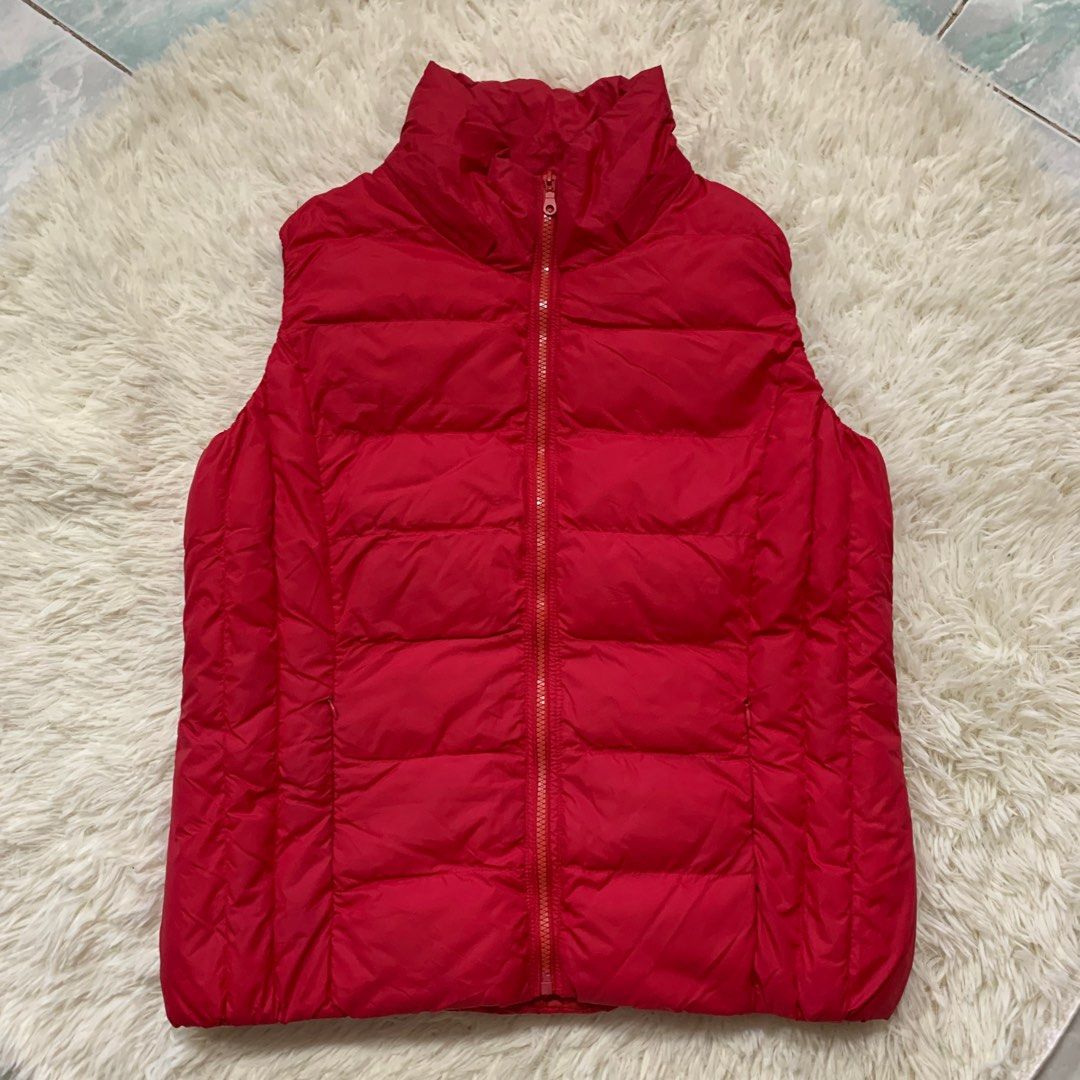 Red Winter Puffer Vest for Women - Large, Women's Fashion, Coats ...