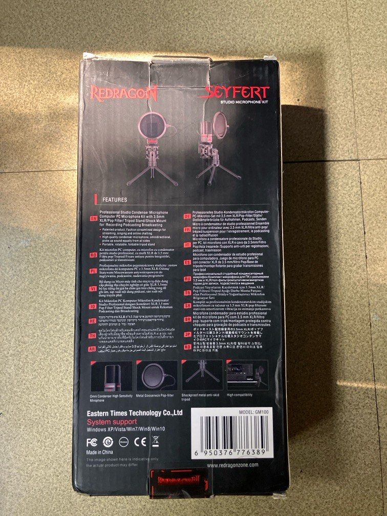 Reddragon Seyfert (Category: Microphones) located in Caloocan City. Submitted by vladcv (Listing ID 1275925732, Image 2). Description: Red dragon Seyfert. Original price: 999 Connector: 3.5mm Type: condenser Includes: + shock mount + pop filter.