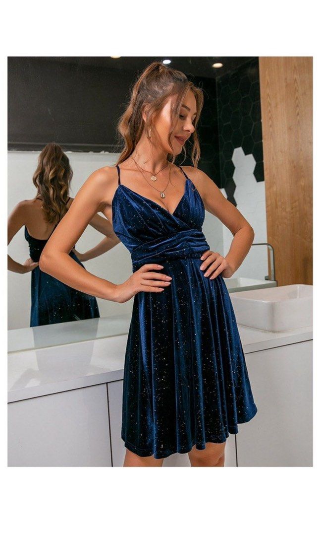 white bubble dress Hem Mini Navy Blue Polka Dot Size:10 - Fits bust up to 100cm new arrival
