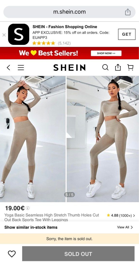 Shein Yoga Set Apricot (S), Women's Fashion, Activewear on Carousell