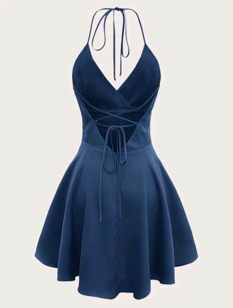 sachin and babi light blue dress Women'S Halter Backless Ruched Bodycon Mini Dress Short Homecoming Club  Party Night Out Dresses