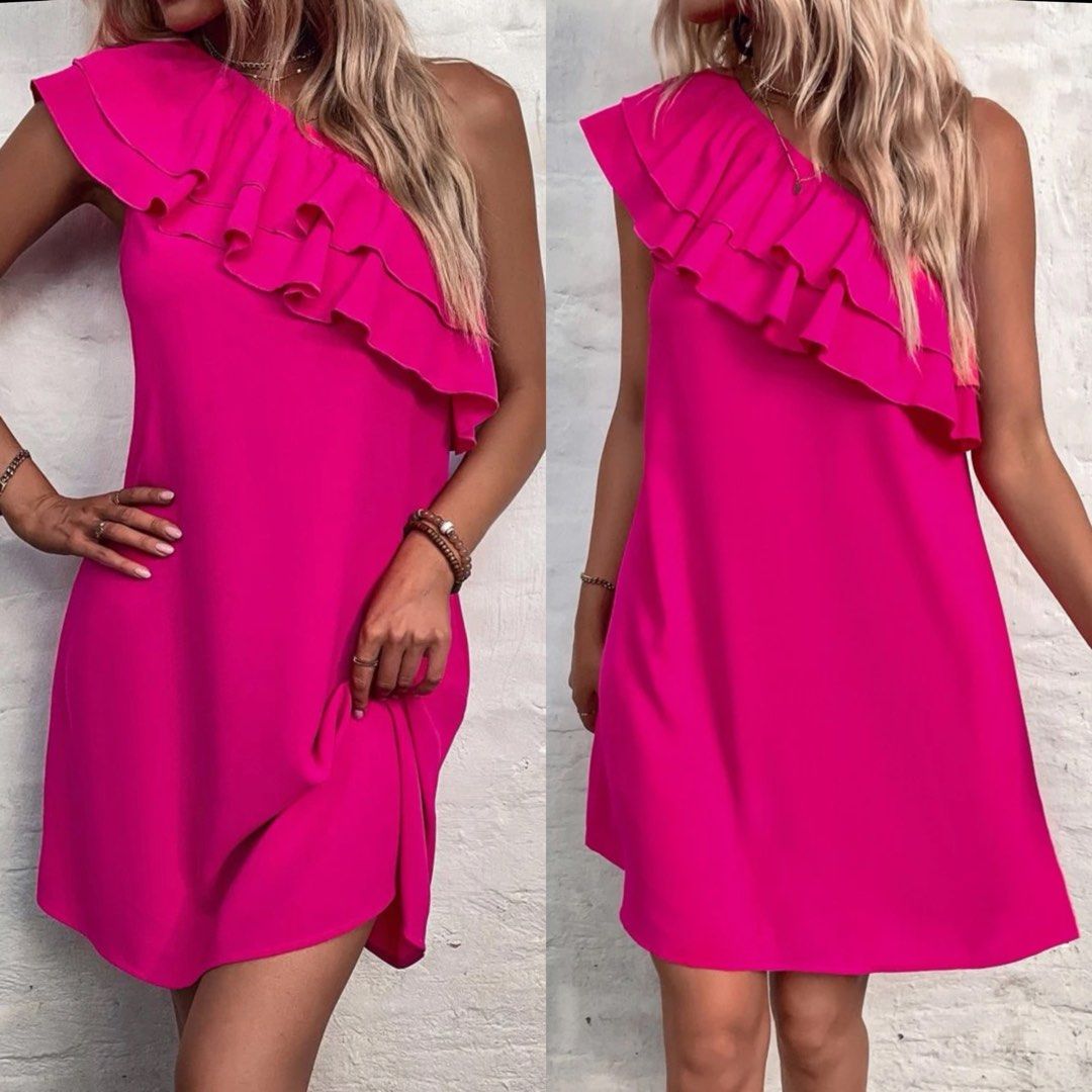 strapless open back dress Pink Boucle Checked Mini Dress – self-portrait main image 0
