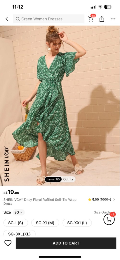 SHEIN VCAY Pineapple Print V-Neck Dress