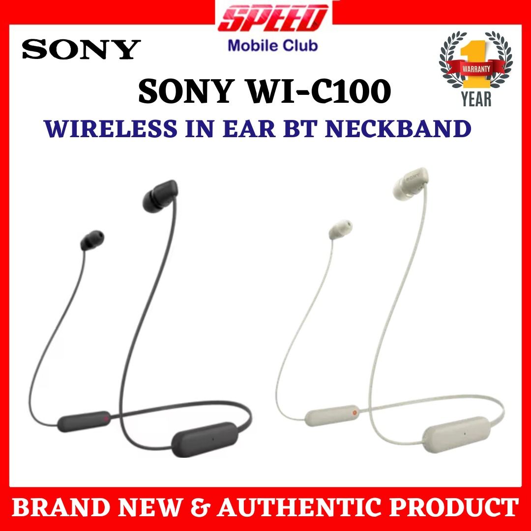 Sony WI-C100 Wireless In-ear Bluetooth Headphones with built-in microphone,  Blue 