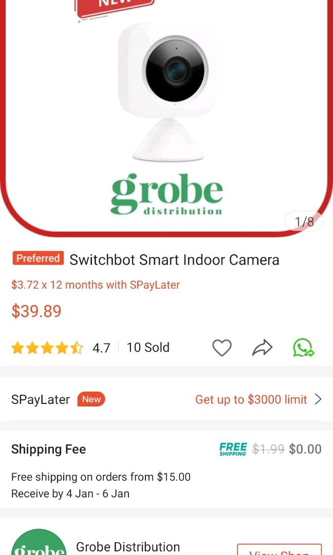 Switchbot Indoor camera (Category: Security Systems & CCTV Cameras) located in Singapore. Submitted by wishhh (Listing ID 1275975229, Image 1). Description: [Perfect Surveillance Picture & Human detection] Live stream anywhere with 130° wide angle 1080p full HD video, makes sure you can see exactly what is happening inside your home and allows you to watch your baby with real-time intelligent human ID features. Get alerted immediately from phone 