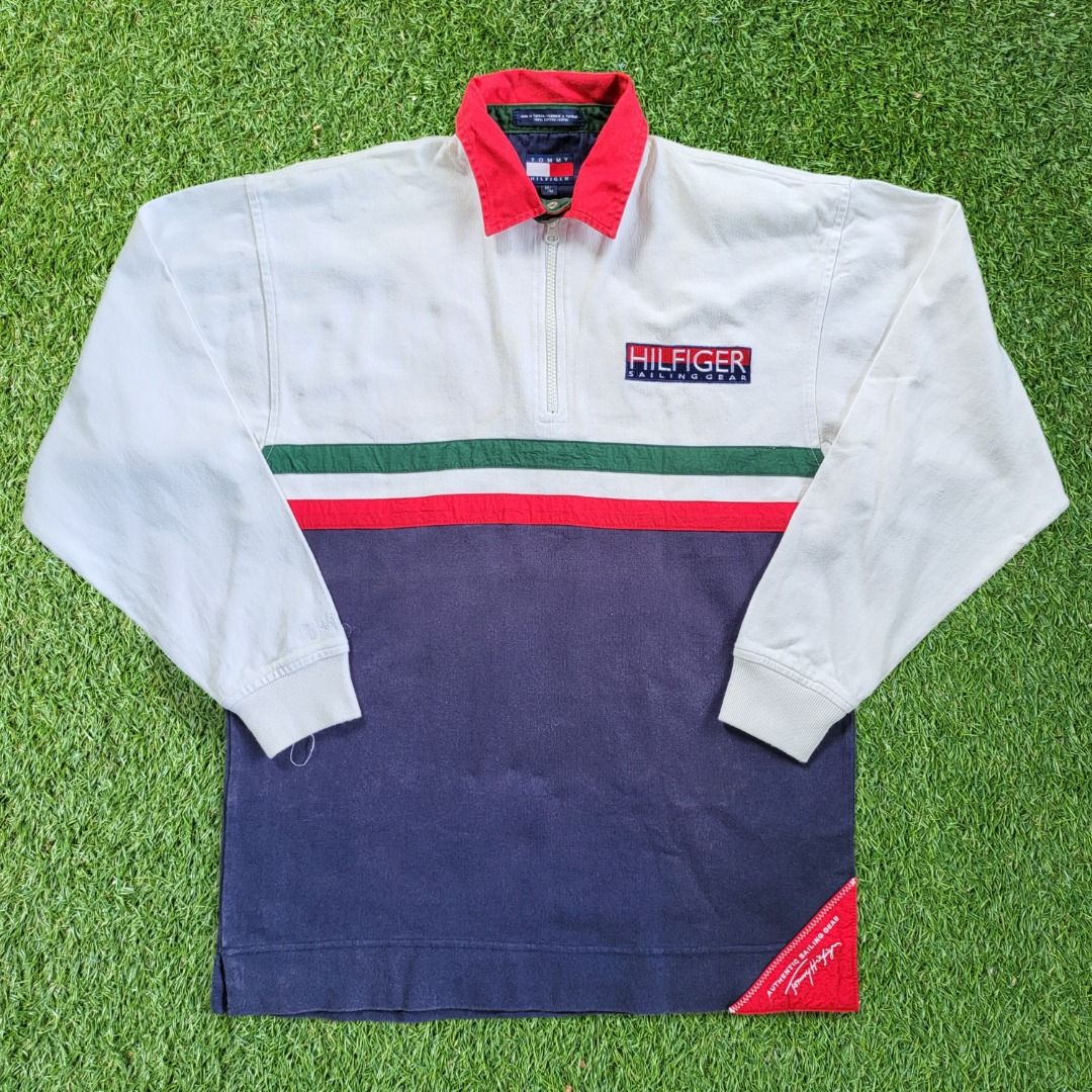 Tommy hilfiger men's long sleeve polo sailing gear rugby shirt on sale