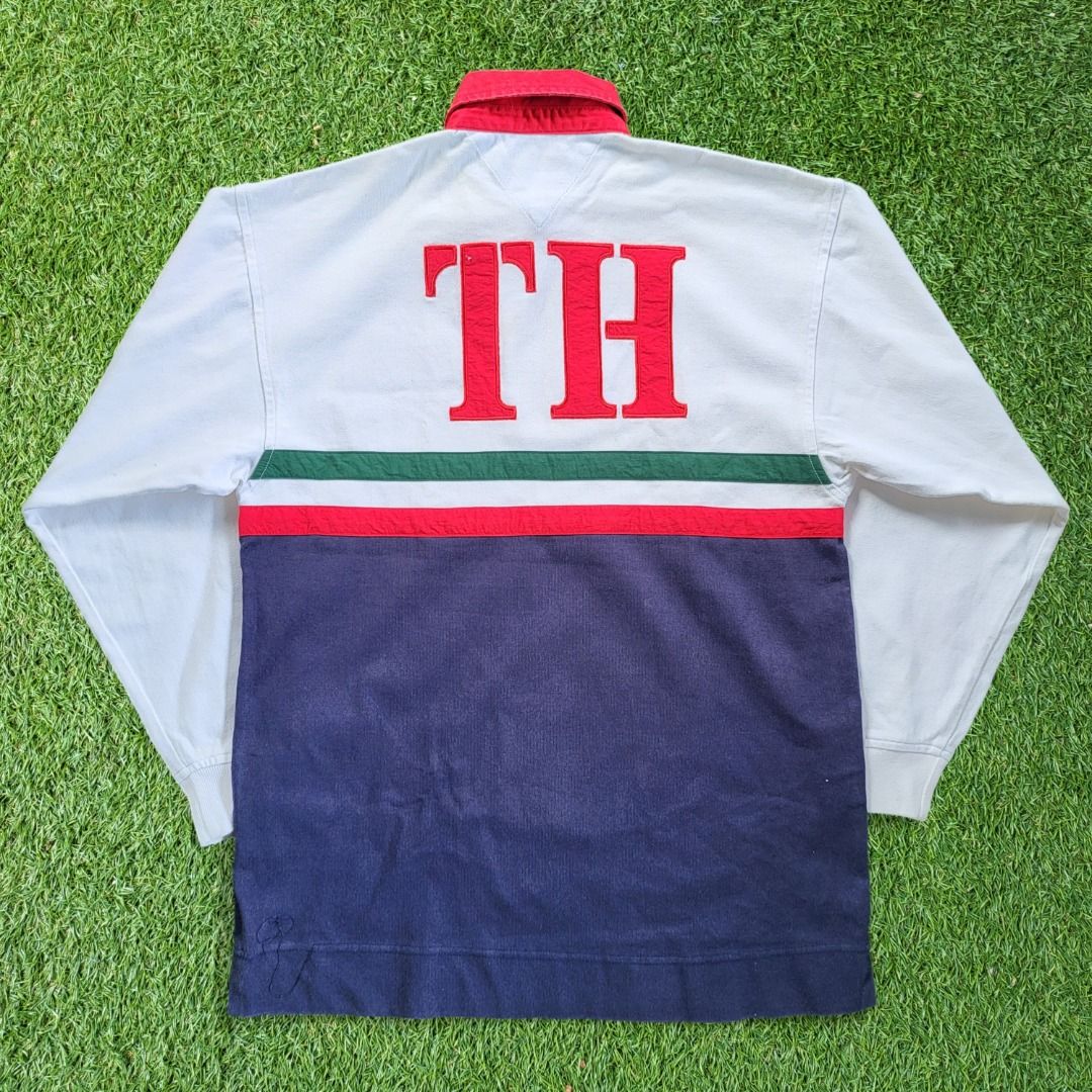 Tommy Hilfiger Sailing Gear Polo Rugby Shirt Long Sleeves Embroidery Logo Collared T Shirt