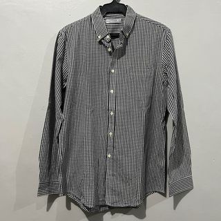 Topman Black And White Gingham Button Down Longsleeves