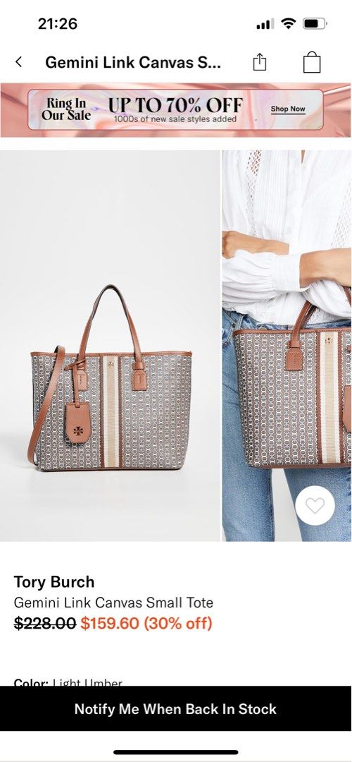 Gemini link small 2025 tote tory burch