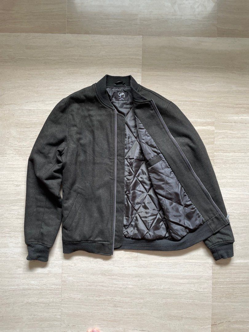 Tweed Bomber Quilted Jacket Green Men s Fashion Coats Jackets