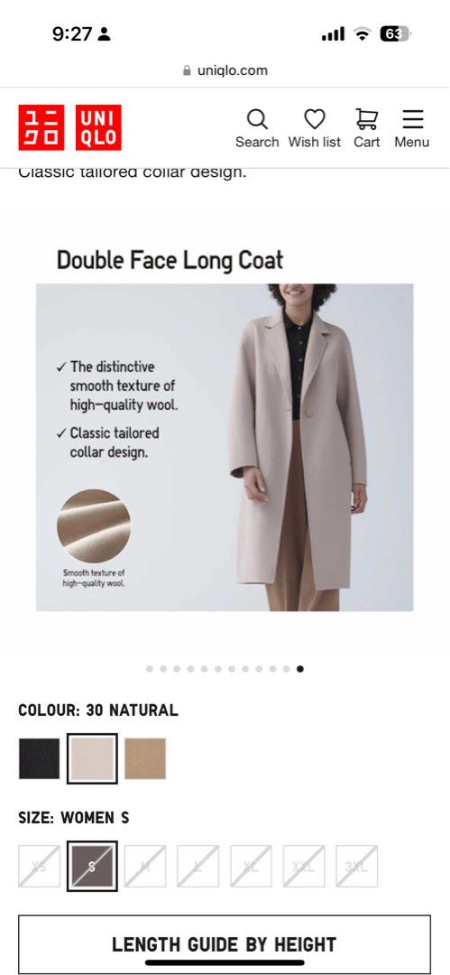 Uniqlo women double clearance face hooded coat