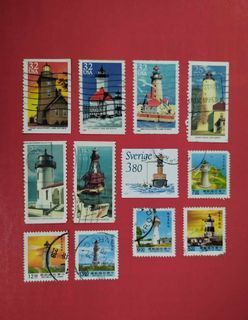 USA , Sweden & Taiwan :  Lighthouses , set of 12 v.