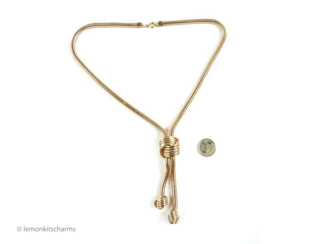 Vintage 1970s Knot Adjustable Lariat Necklace nk1446 c Women s