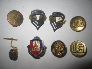 Vintage Lot of 8 US Military Pins Badges Tie Tack WW2 Vietnam up to 90's