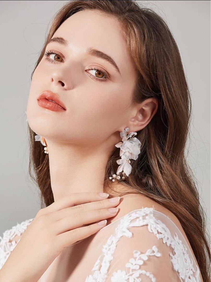White top wedding earrings