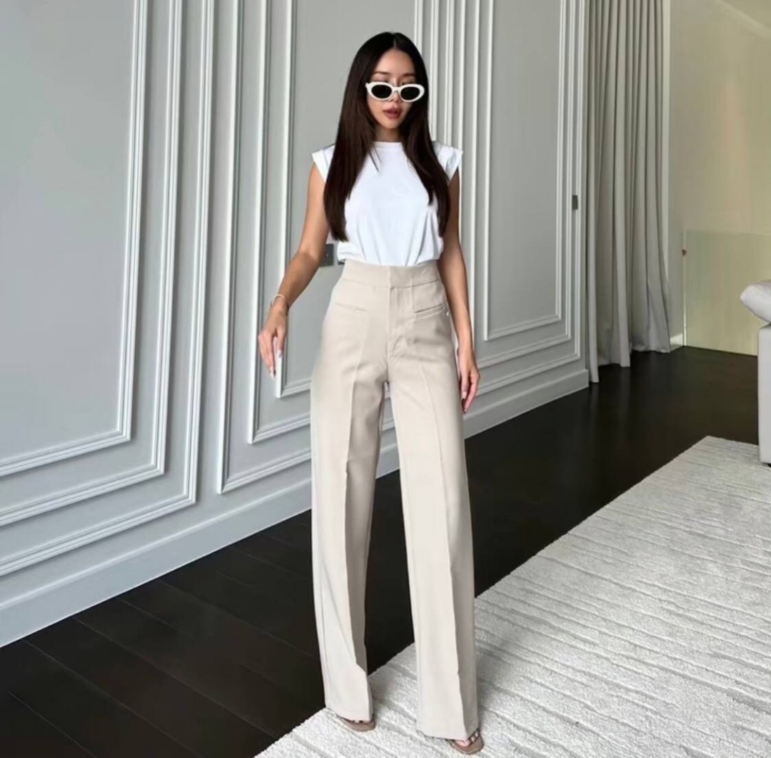 WHITE FLARE PANTS, Women's Fashion, Bottoms, Other Bottoms on