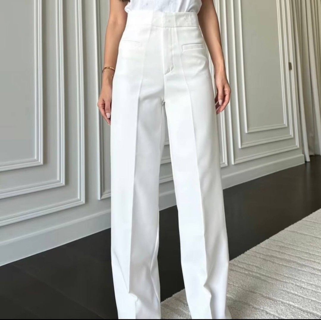 bnew white flare pants, Women's Fashion, Bottoms, Other Bottoms on Carousell