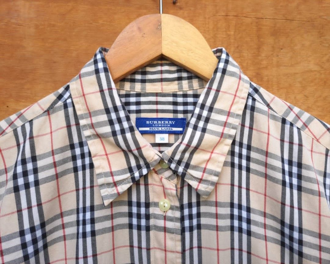 Womens Burberry Blue Label Nova Check Shirt Women s Fashion Tops