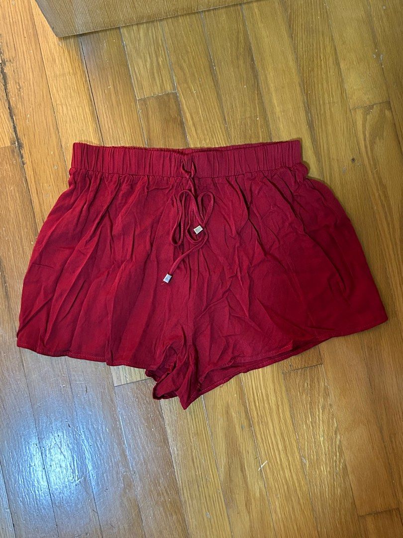 Red cotton shorts womens store