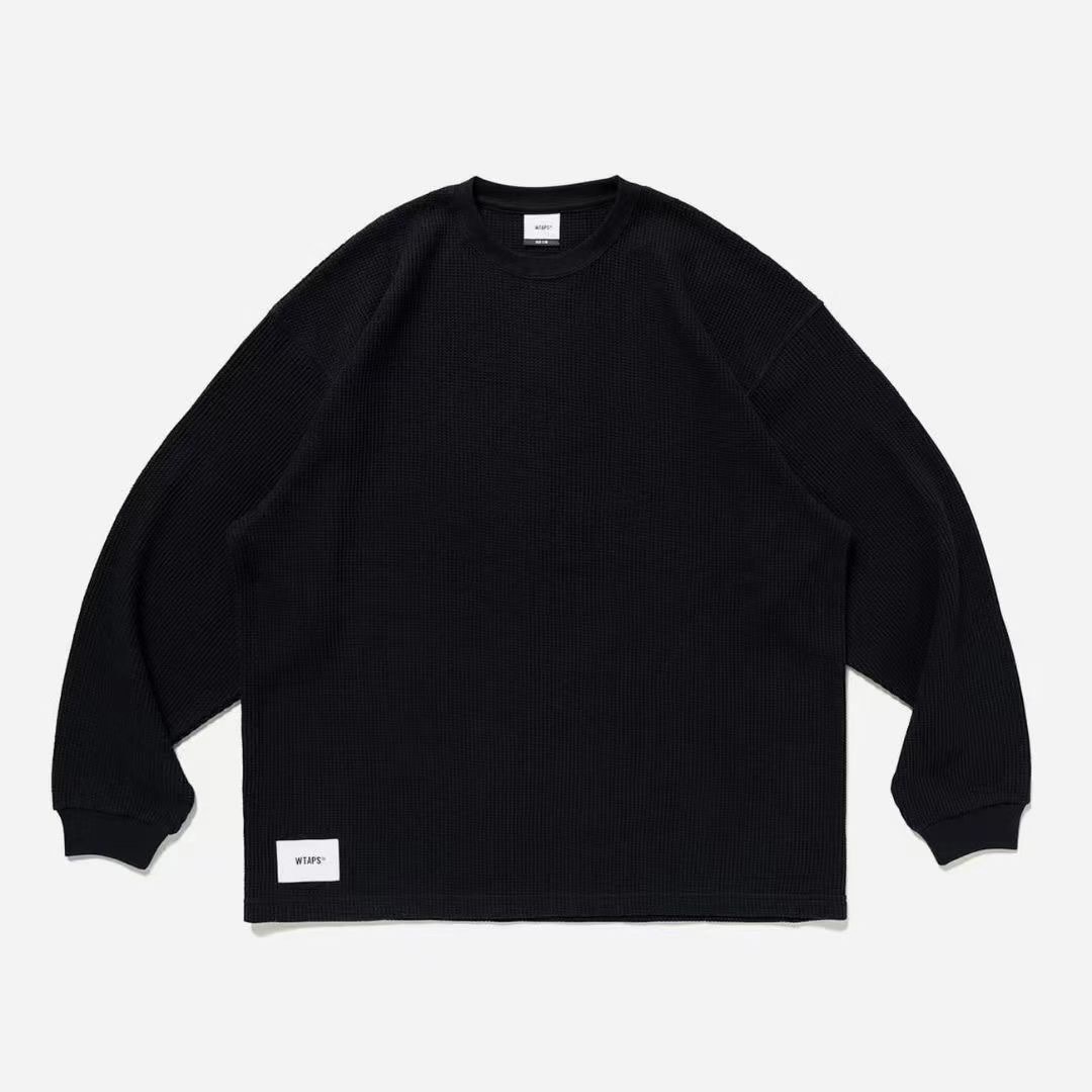 送料無料 通販 ファッション 🇯🇵WTAPS WAFFLE 01 / LS / COTTON. SIGN華夫格刺繡長袖T恤, 女 トップス