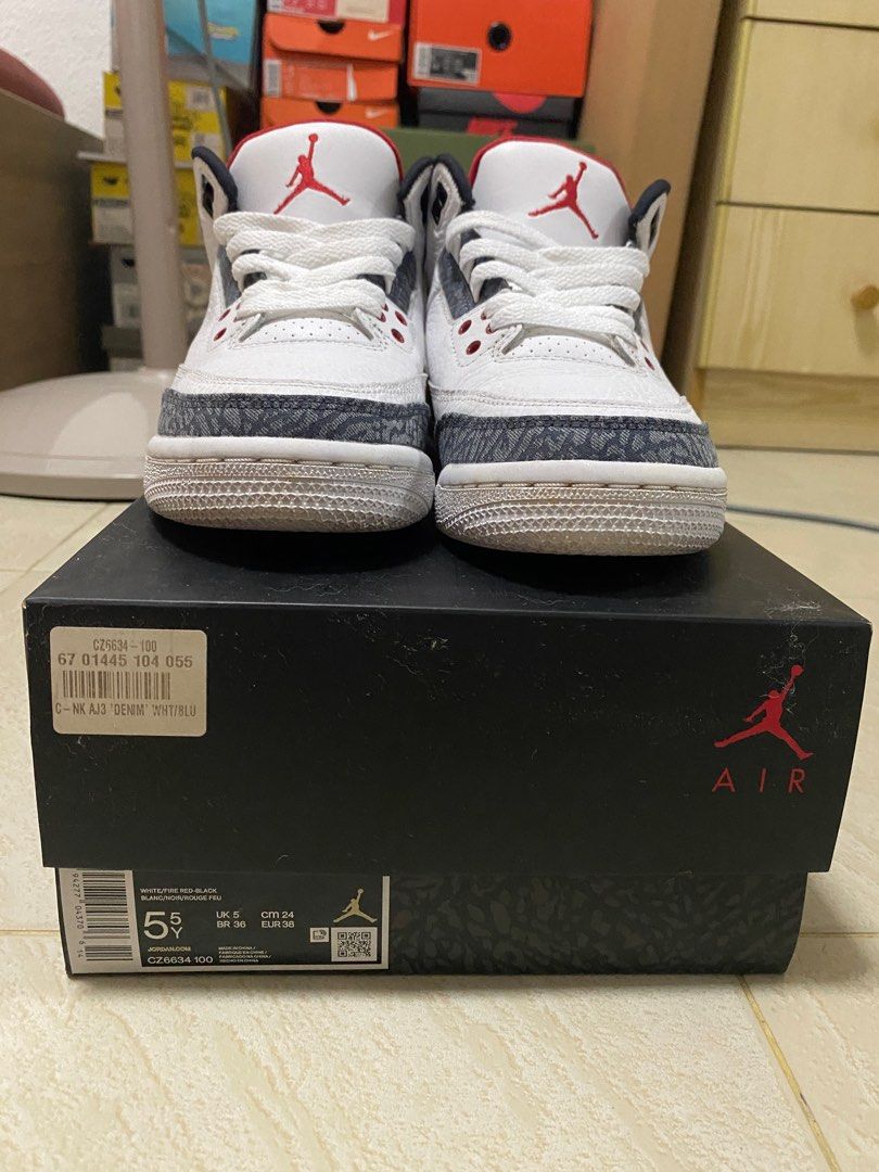 jordan 3 denim fire red gs