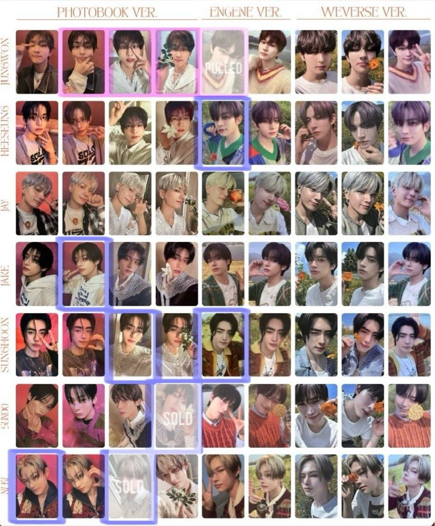 Cartes Photos ENHYPEN « DESIRE : UNLEASH » - 55 Cartes + 72 Autocollants, Collection Heeseung, Sunghoon, NI-KI - 7