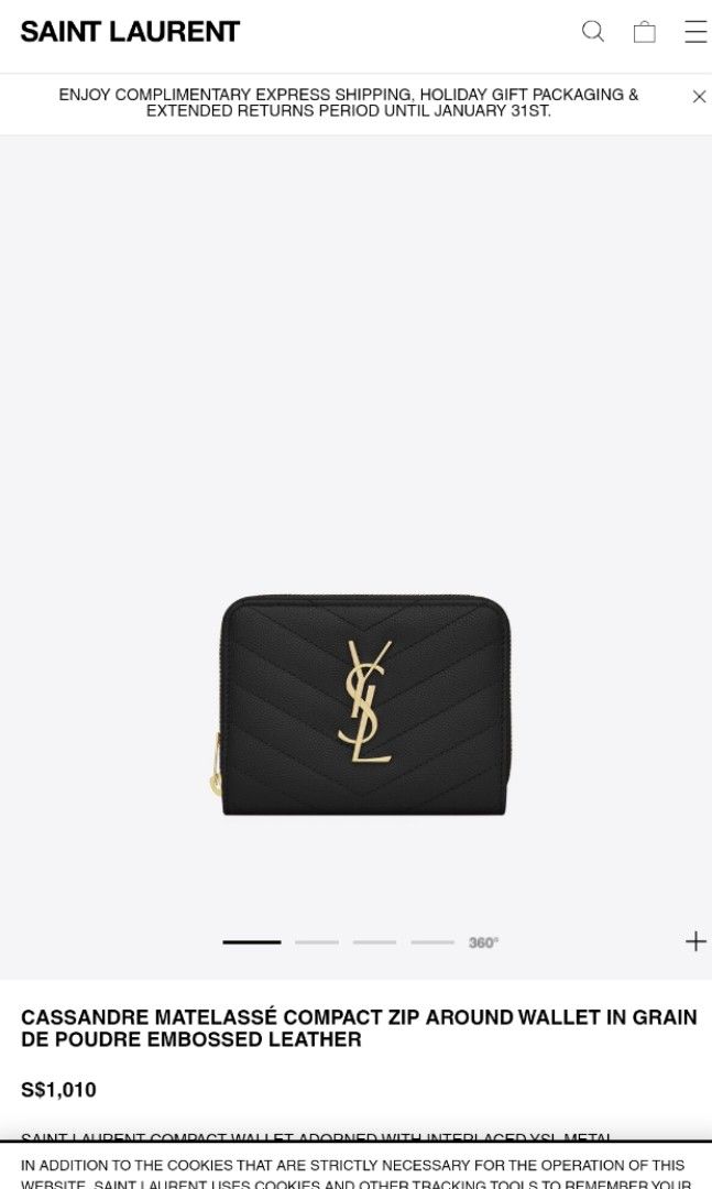 Monogram compact zip around wallet sales in grain de poudre embossed leather