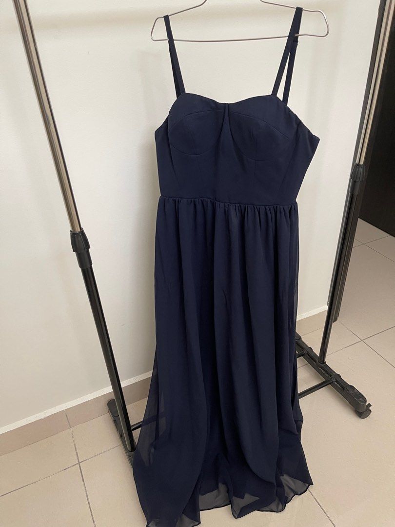Zalora Premium Dark Blue Evening Dress Women s Fashion Dresses