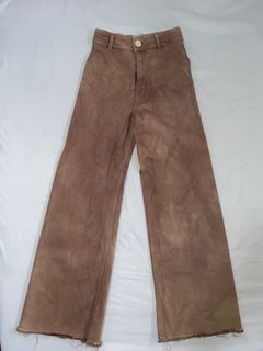 Zara High Waisted Distressed Marine Straight Jeans
