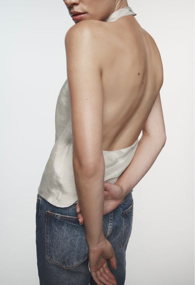 ZARA Organza Halter Top (Category: Sleeveless) located in Manila. Submitted by pizzal0vr (Listing ID 1275891594, Image 2). Description: worn once, got it for Php 1,995 .