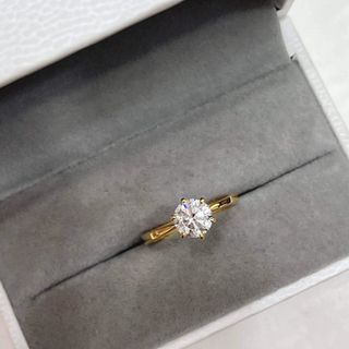 1.0 ct Round Brilliant Moissanite Diamond 18K Yellow Gold Ring Size 6.5 (Lily & Co. Customized)