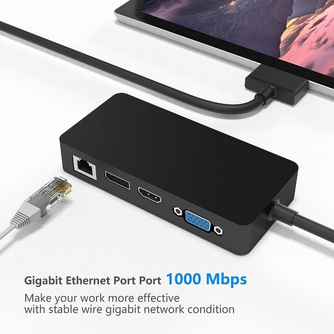 Surface Pro Adapter Hdmi Surface Dock Display Port to Hdmi Expansion USB  Hub High Speed Dual USB 3.0 Port (5Gps)+Typc c +4K HDMI USB Combo Adapter  for