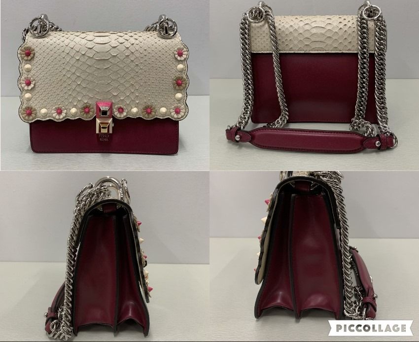 SALE!!!! 247000325 FENDI KAN I PYTHON BAG (Category: Luxury Bags & Wallets) located in Taguig. Submitted by ecoring.ph (Listing ID 1280919266, Image 3). Description: Condition: AB Size: W18 H16 D9 cm Other defects/info: SUEDE IS A BIT LOOK DIRTY BUT THE REST IS OKAY WITH DUSTBAG Please note that our pieces are either used or pre-owned, and hence may come with certain defects / signs of usage as commonly seen in secondhand goods. *Please do not us
