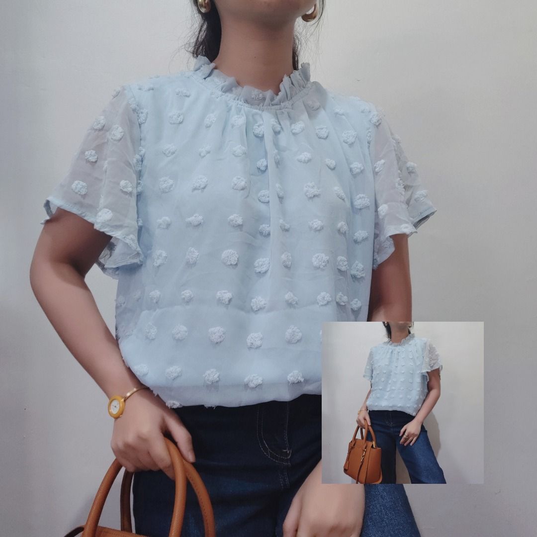 Light blue 2024 dressy tops