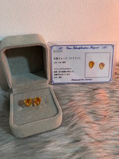 3 carat teardrop Citrine Earrings in 18k gold solid setting