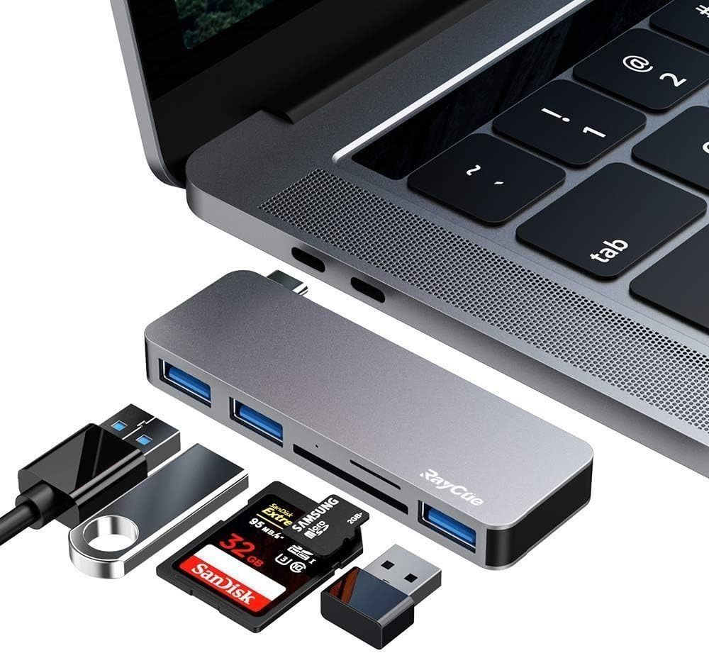 6 in 1 USBC Hub Adapter for MacBook Pro/Air 2020 2019 2018 with 3 USB