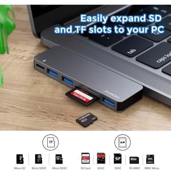 6 in 1 USBC Hub Adapter for MacBook Pro/Air 2020 2019 2018 with 3 USB