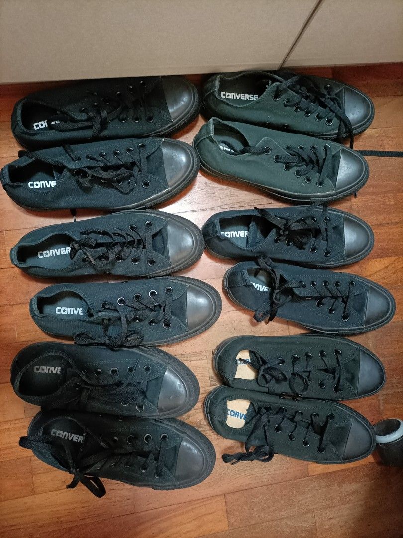 All black converse high tops size 4 on sale