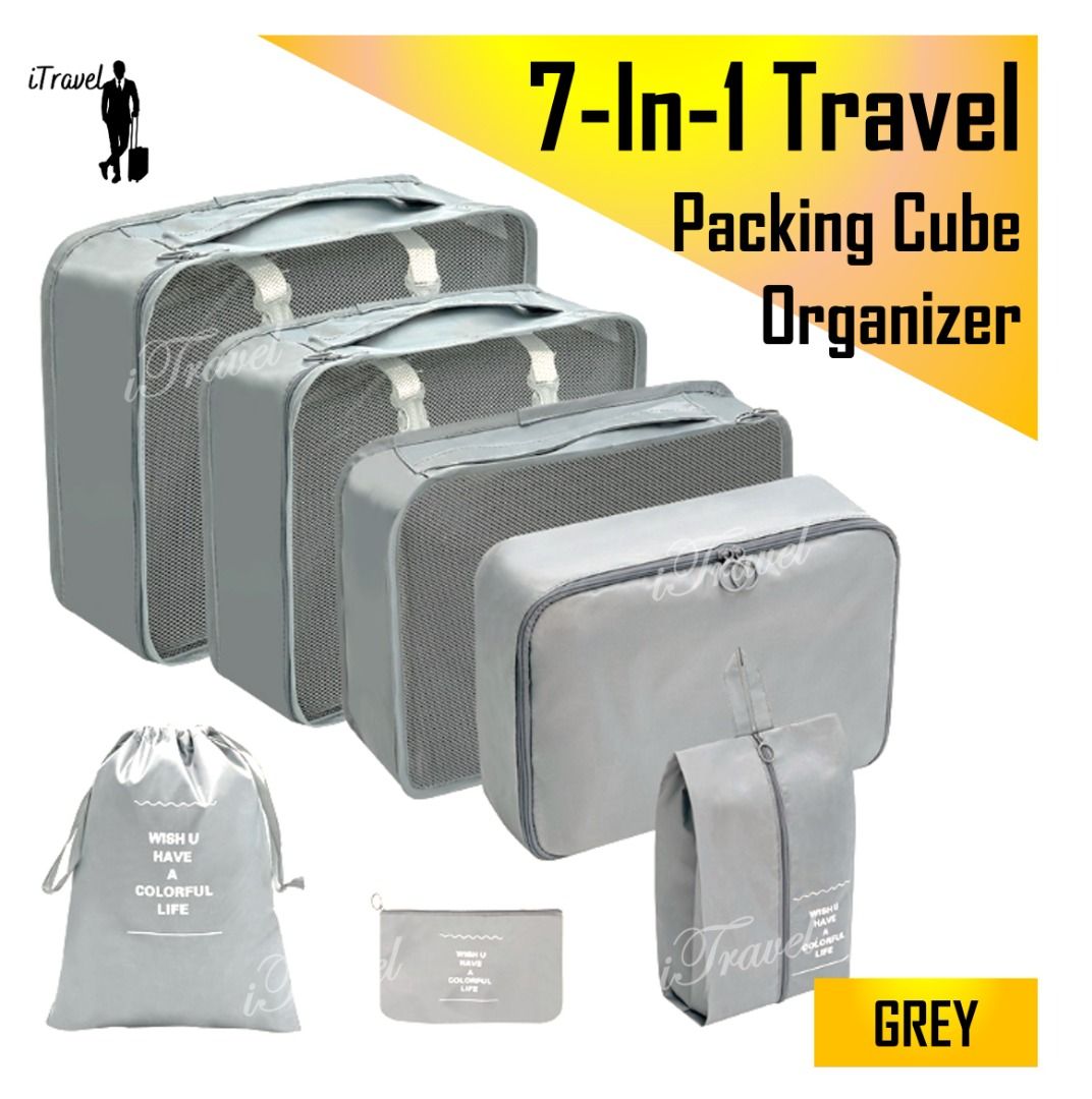 7 In 1 Travelling Luggage Organizer Packing Cube Set Travel Cubes Sweater  Pants Shirt Underwear Dress