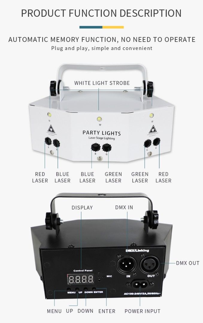 9 Eyes RGB Laser Light DJ Disco Light Projector LED Stage Lighting
